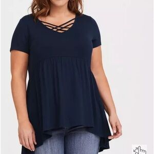 TORRID Super Soft Strappy Babydoll Navy Blue Tee T-Shirt 2X